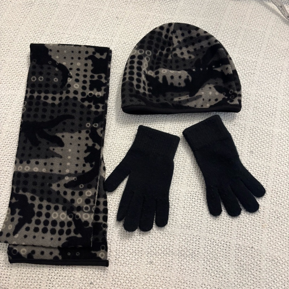 Winter Gray Assesorie Set Beanie Scarf & Mittens Unisex One Size